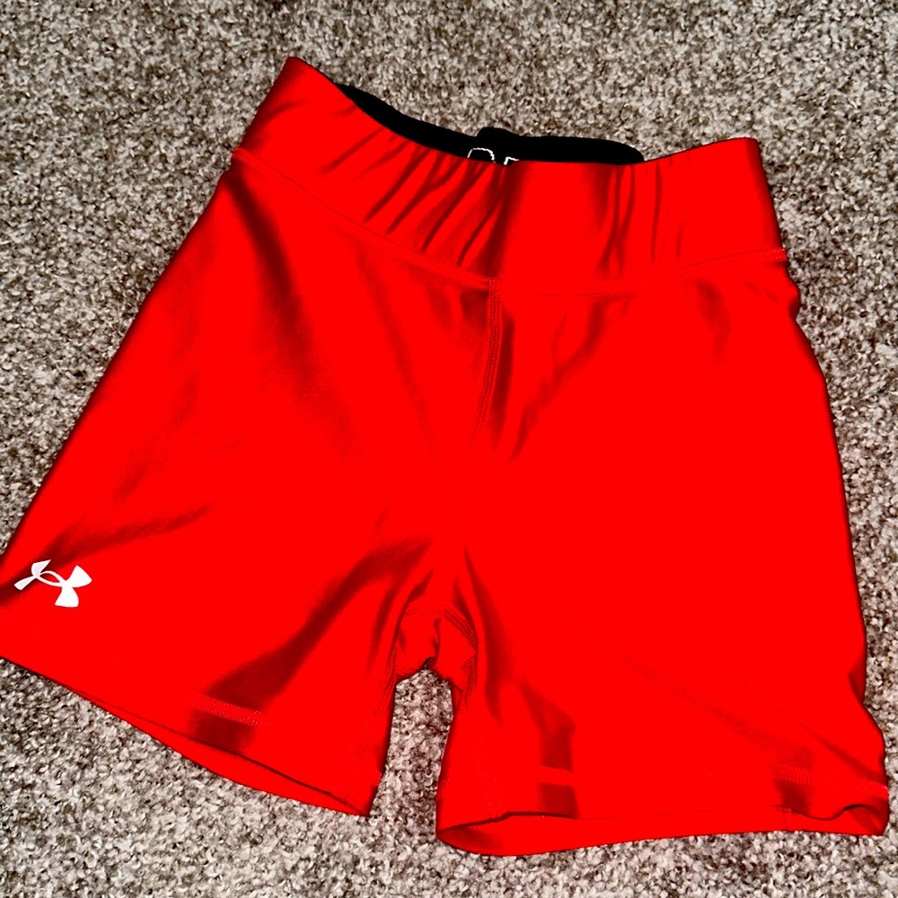 Under armour red shorts. Xs